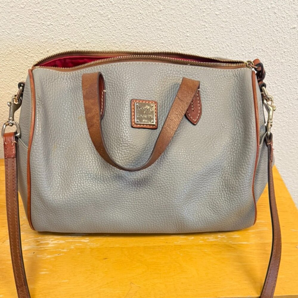 Dooney & Bourke Pebble Grain Satchel – Gray/Tan – Crossbody & Top Handle
